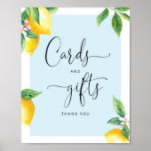ブルーレモンベビーシャワーカードとギフトサイン ポスター (正面)