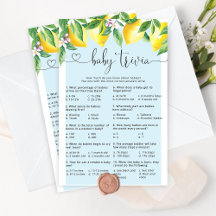 ブルーレモンベビートリビア赤ちゃんシャワーゲーム