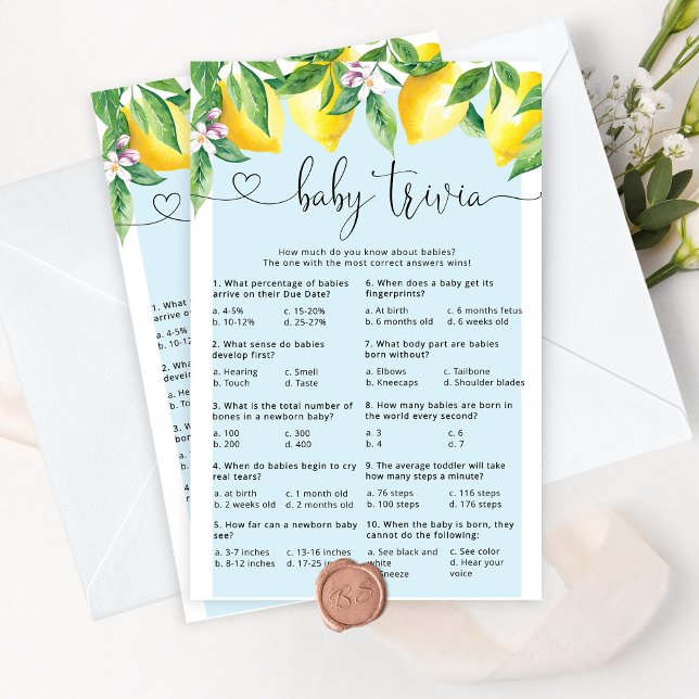 ブルーレモンベビートリビア赤ちゃんシャワーゲーム (クリエイターアップロード済み)