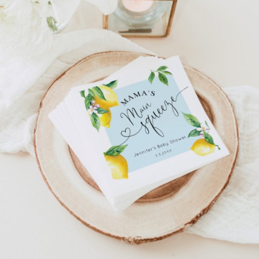 ブルーレモンママのメイン絞りベビーシャワーナプキン スタンダードカクテルナプキン