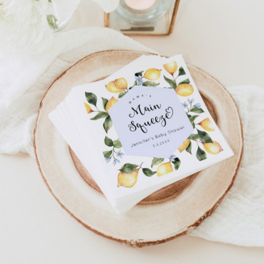 ブルーレモンママのメイン絞りベビーシャワーナプキン スタンダードカクテルナプキン