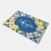 ブルーレモンモノグラム地中海のネームニューホーム ドアマット (アングル)