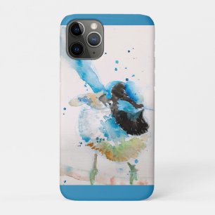 ブルーレンウォーターカラー画 オーストラリアの鳥 iPhone 11 PROケース