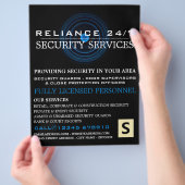 ブルーレンズ、セキュリティ担当者の広告フライヤー チラシ (手)