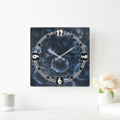 ブルーレンズ、《写真》ぼけ味 スクエア壁時計 (ホーム)