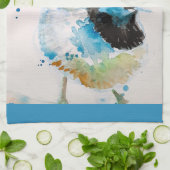 ブルーレン ワレン 水彩 ティール ブルー オーストラリア キッチンタオル (折り畳み)