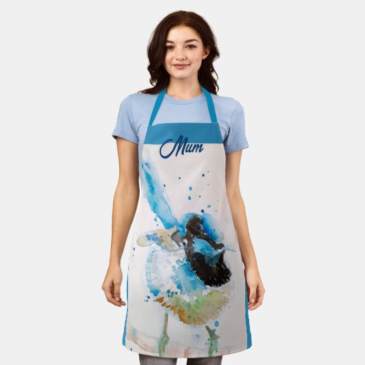 ブルーレン ワレン 水彩 赤ちゃん 青 オーストラリア エプロン (着用した状態)