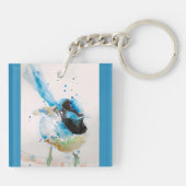 ブルーレン ワレン 水彩 赤ちゃん 青 オーストラリア キーホルダー (裏面)