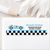 ブルーレーサーレーシングヴィンテージレースカーアドレス ラベル (インサイチュ)