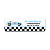 ブルーレーサーレーシングヴィンテージレースカーアドレス ラベル (正面)