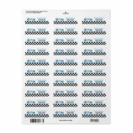 ブルーレーサーレーシングヴィンテージレースカーアドレス ラベル (フルシート)