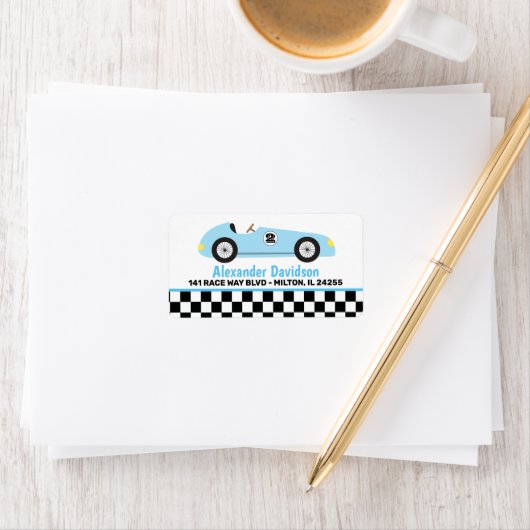 ブルーレーサーレーシングヴィンテージレースカーラージアドレス ラベル (インサイチュ)