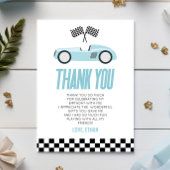 ブルーレーサーレースカーバースデーパーティー サンキューカード