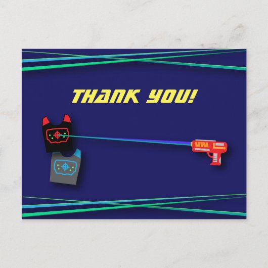 ブルーレーザーラベル誕生日パーティーありがとう ポストカード (正面)