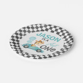 ブルーレーシングカーキリン1st誕生日 ペーパープレート (アングル)