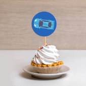 ブルーレーシングカーレーストラック男の赤ちゃん献身 ラウンドシール