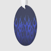 ブルーレーシングフレイムオンカーボンファイバープリント オーナメント (正面)