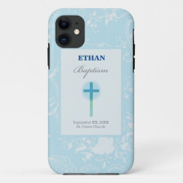ブルーレースの男の子の洗礼 iPhone 11 ケース