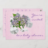 ブルーレースアジサイ赤ちゃんシャワー招待状 招待状 (正面/裏面)