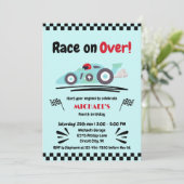 ブルーレースカーで誕生日レースを行う 招待状 (スタンド正面)