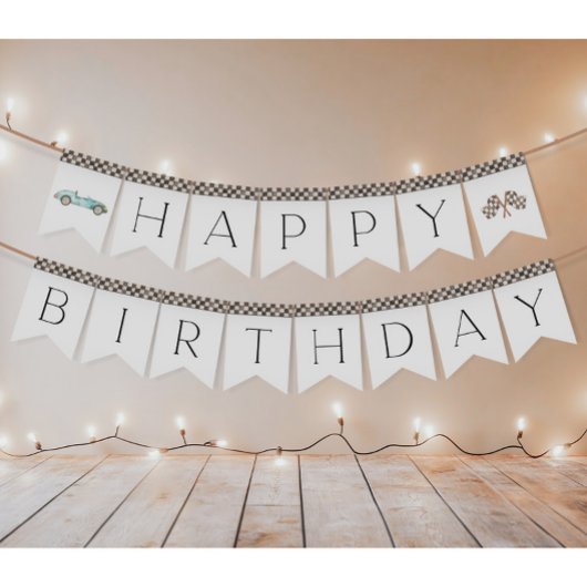 ブルーレースカーのバンティングフラッグ バンティングフラッグ