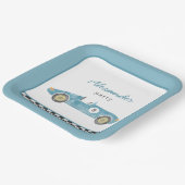 ブルーレースカーの誕生日の招待状 ペーパープレート (傾斜あり)