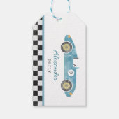 ブルーレースカーの誕生日 ギフトタグ (正面)