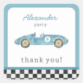 ブルーレースカーの誕生日 スクエアシール (正面)