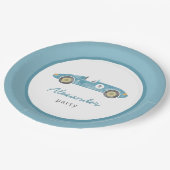 ブルーレースカーの誕生日 ペーパープレート (アングル)