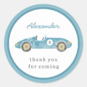 ブルーレースカーの誕生日 ラウンドシール (正面)