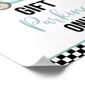 ブルーレースカーギフトバースデーパーティーのサイン ポスター (角)