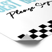 ブルーレースカーゲストブックパーティー標識 ポスター (角)