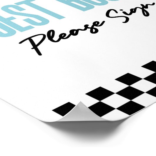 ブルーレースカーゲストブックパーティー標識 ポスター (角)