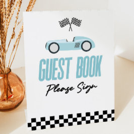 ブルーレースカーゲストブックパーティー 台座サイン