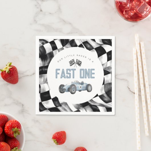 ブルーレースカーファーストワンバースデーパーティー スタンダードカクテルナプキン (インサイチュ)