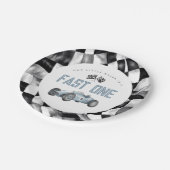 ブルーレースカーファーストワンバースデーパーティー ペーパープレート (アングル)