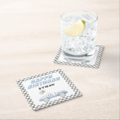 ブルーレースカーファーストONEボーイ誕生日 スクエアペーパーコースター (インサイチュ)