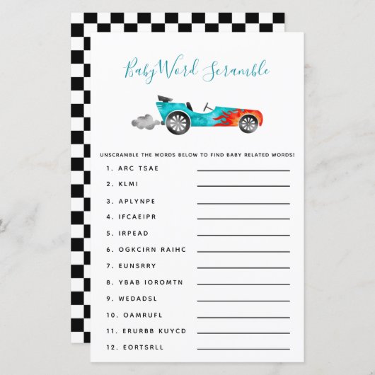 ブルーレースカーベビーワードスクランブルゲーム (正面/裏面)