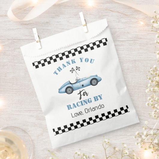 ブルーレースカーボーイレーシング誕生日感謝していあなた フェイバーバッグ (クリップ留めされた状態)
