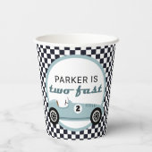 ブルーレースカーボーイレースツーファースト誕生日パーティー 紙コップ (裏面)