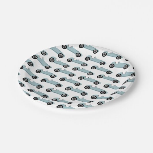 ブルーレースカーボーイレースバースデーパーティー ペーパープレート (アングル)