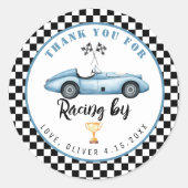 ブルーレースカーボーイ誕生日はレースをありがとう ラウンドシール (正面)