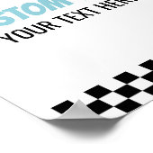 ブルーレースカーレーサーカスタム文字パーティー標識 ポスター (角)