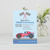 ブルーレースカー子供の誕生日パーティー 招待状 (スタンド正面)