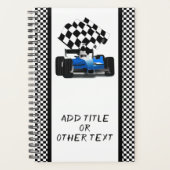 ブルーレースカー市松模様にフラグ プランナー手帳 (正面)