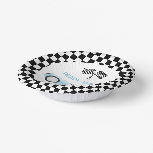 ブルーレースカー準備セット行くベビーシャワー ペーパーボウル (傾斜あり)