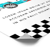 ブルーレースカー誕生日カスタム標識 ポスター (角)