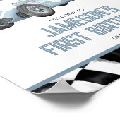 ブルーレースカー誕生日パーティーウェルカムサイン ポスター (角)