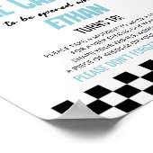 ブルーレースカー誕生日パーティータイムカプセルサイン ポスター (角)