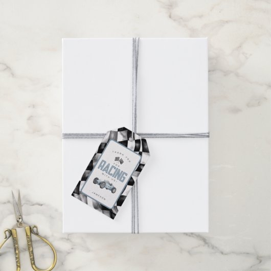 ブルーレースカー誕生日パーティー好意ギフトラベル ギフトタグ (より糸付き)